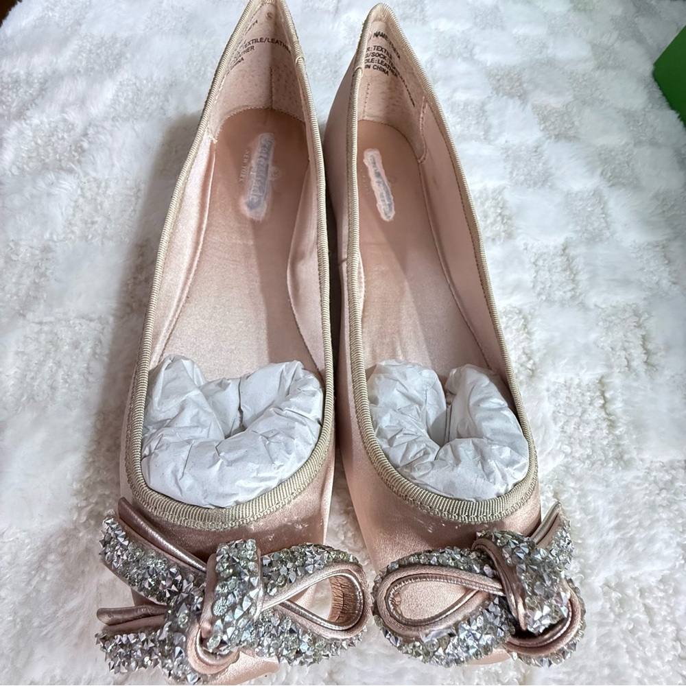 Kate spade - New Elegant Pink Ballet Flats with Rhinestone Bow. - Picture 4 of 10